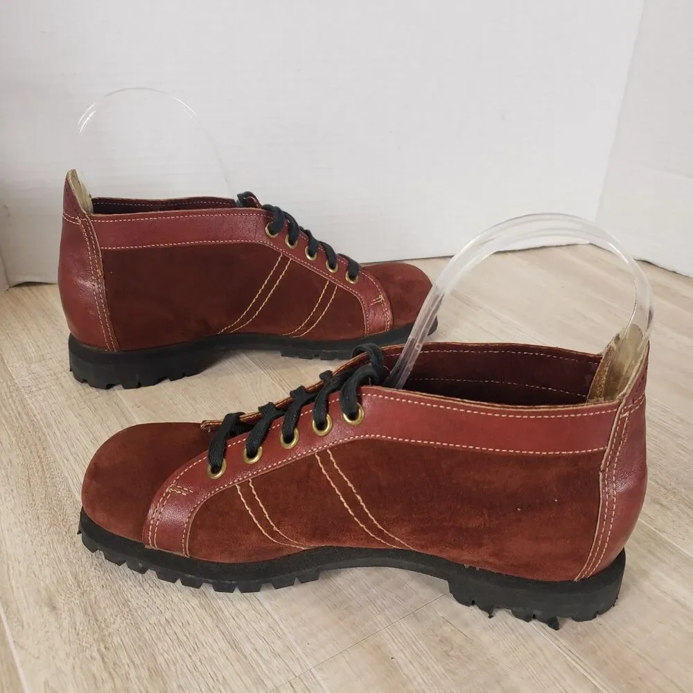 Vtg Women's Wolverine Leather Suede Red Ankle Boots Size 6